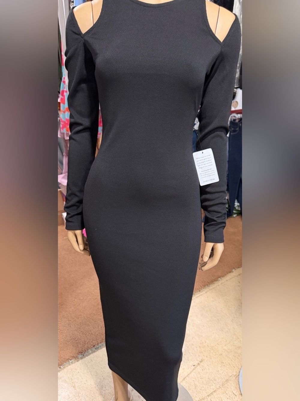 Astr Black Cold-Shoulder Midi Dress